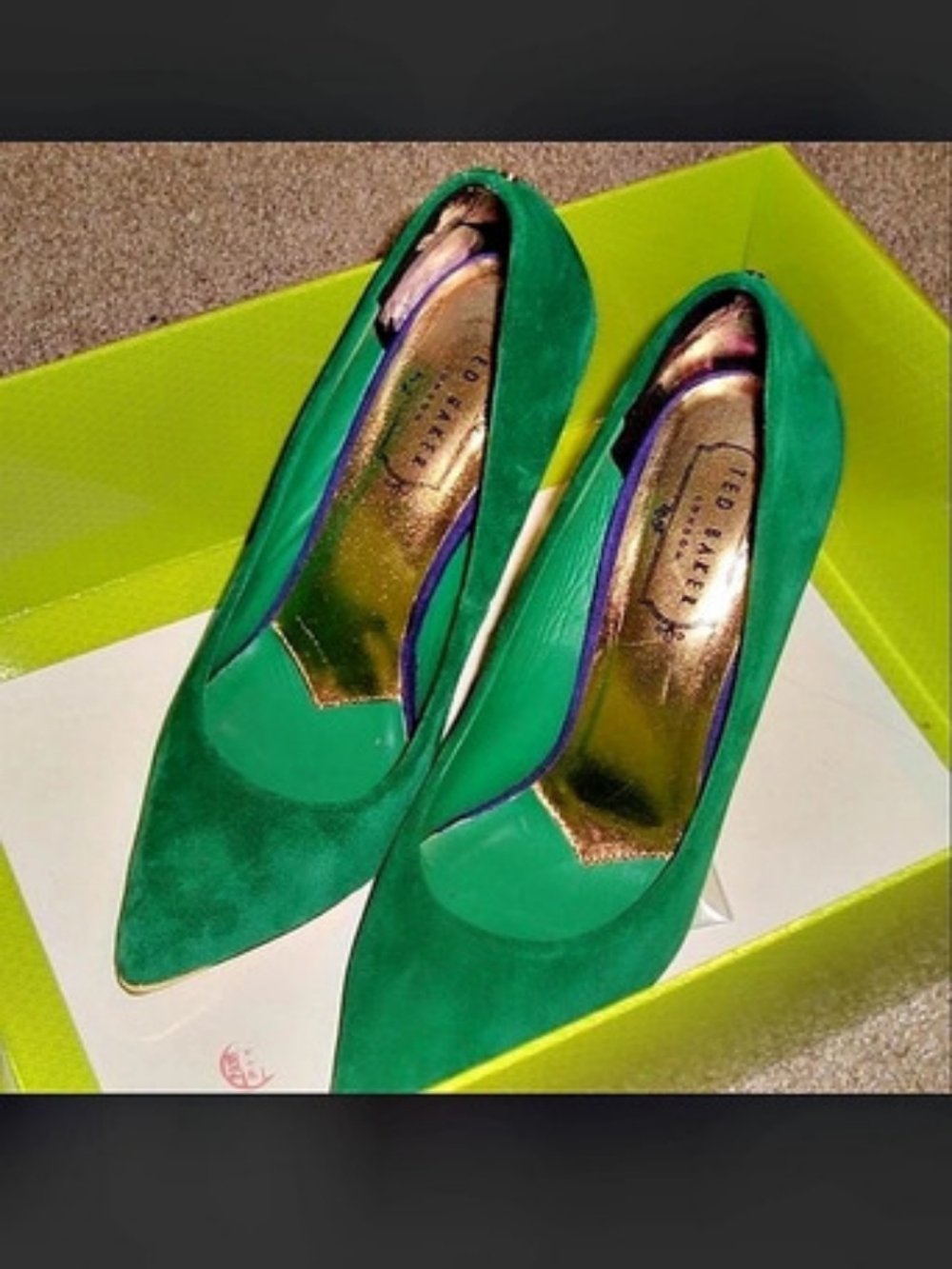 Ted Baker Kabelia Suede Point Toe Pumps Green Heels